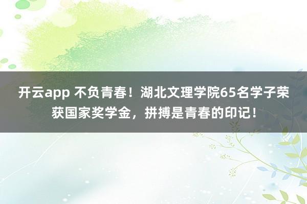 开云app 不负青春！湖北文理学院65名学子荣获国家奖学金，拼搏是青春的印记！