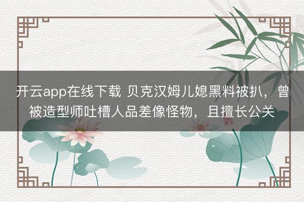 开云app在线下载 贝克汉姆儿媳黑料被扒，曾被造型师吐槽人品差像怪物，且擅长公关