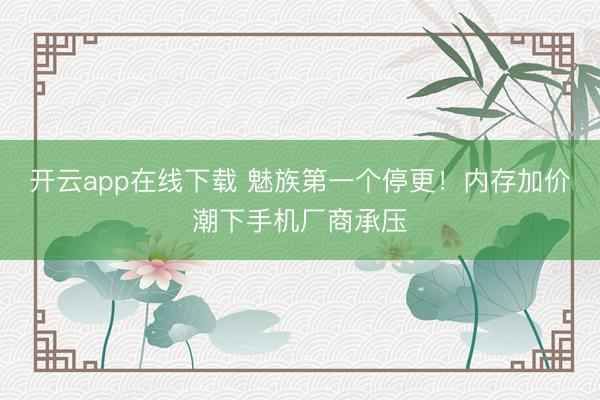 开云app在线下载 魅族第一个停更!内存加价潮下手机厂商承压
