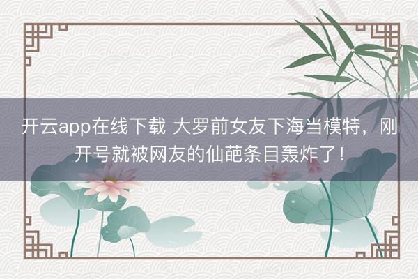 开云app在线下载 大罗前女友下海当模特,刚开号就被网友的仙葩条目轰炸了!