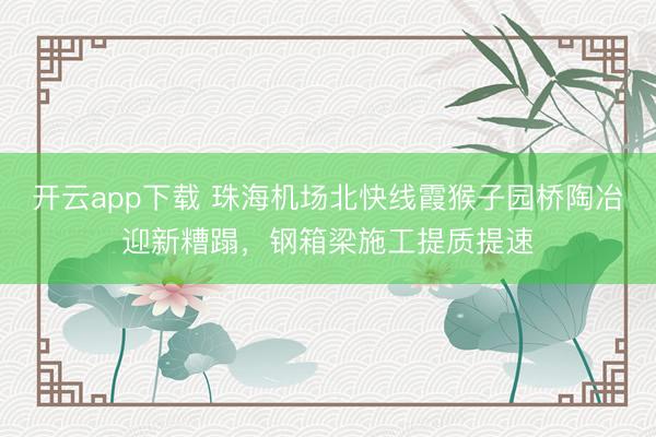 开云app下载 珠海机场北快线霞猴子园桥陶冶迎新糟蹋，钢箱梁施工提质提速