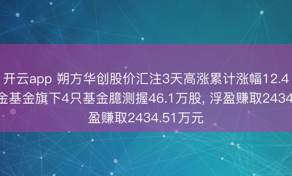 开云app 朔方华创股价汇注3天高涨累计涨幅12.45%， 国金基金旗下4只基金臆测握46.1万股， 浮盈赚取2434.51万元