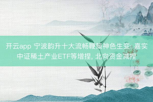 开云app 宁波韵升十大流畅鞭策神色生变: 嘉实中证稀土产业ETF等增捏， 北向资金减捏