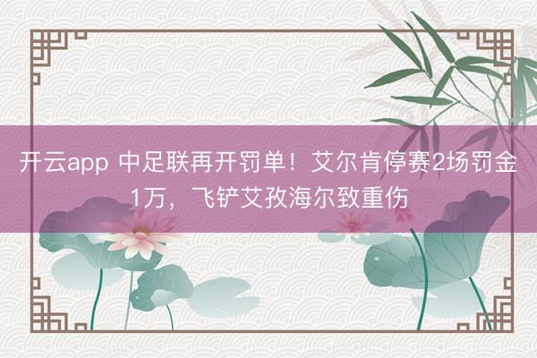 开云app 中足联再开罚单！艾尔肯停赛2场罚金1万，飞铲艾孜