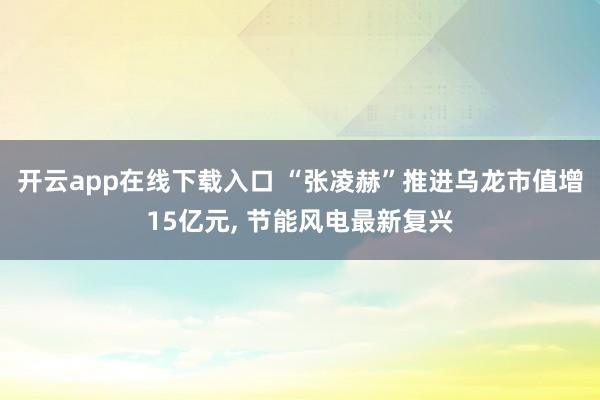 开云app在线下载入口 “张凌赫”推进乌龙市值增15亿元， 节能风电最新复兴