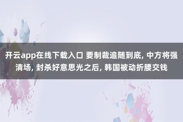 开云app在线下载入口 要制裁追随到底， 中方将强清场， 封杀好意思光之后， 韩国被动折腰交钱