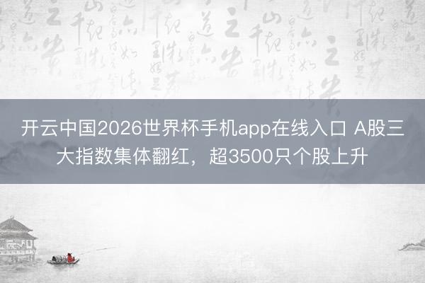 开云中国2026世界杯手机app在线入口 A股三大指数集体翻红,超3500只个股上升