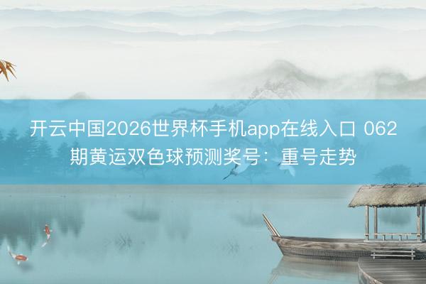 开云中国2026世界杯手机app在线入口 062期黄运双色球预测奖号:重号走势