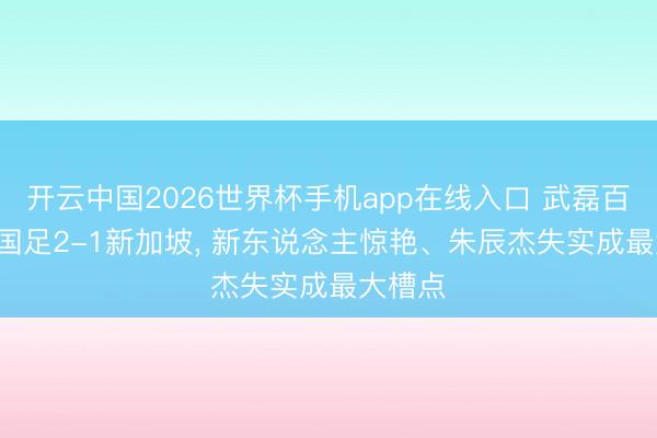 开云中国2026世界杯手机app在线入口 武磊百场夜! 国足2-1新加坡, 新东说念主惊艳、朱辰杰失实成最大槽点