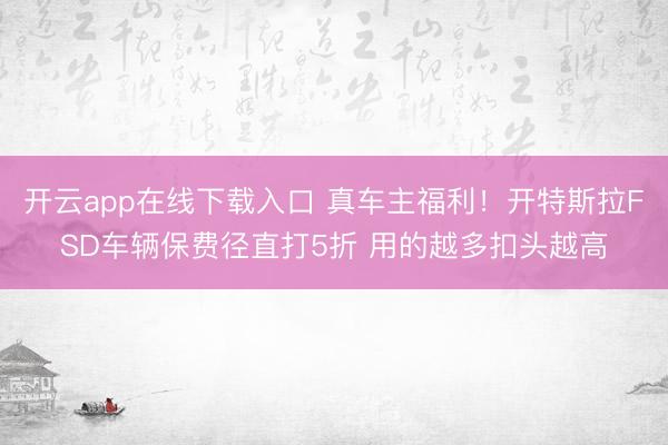 开云app在线下载入口 真车主福利！开特斯拉FSD车辆保费径直打5折 用的越多扣头越高