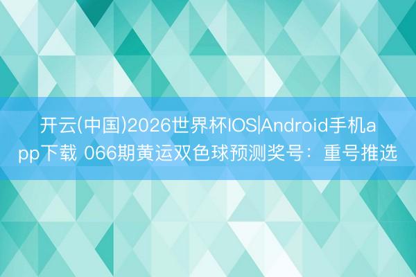开云(中国)2026世界杯IOS|Android手机app下载 066期黄运双色球预测奖号：重号推选