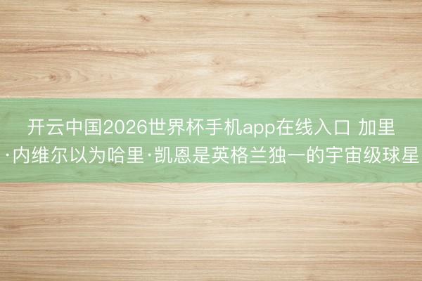 开云中国2026世界杯手机app在线入口 加里·内维尔以为哈里·凯恩是英格兰独一的宇宙级球星