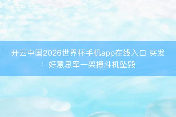 开云中国2026世界杯手机app在线入口 突发：好意思军一架搏斗机坠毁