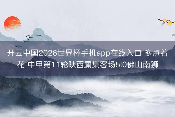 开云中国2026世界杯手机app在线入口 多点着花 中甲第11轮陕西麇集客场5:0佛山南狮