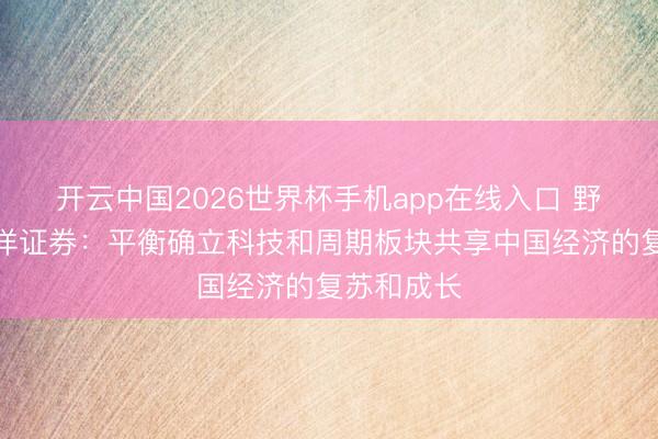 开云中国2026世界杯手机app在线入口 野村东方外洋证券：平衡确立科技和周期板块共享中国经济的复苏和成长